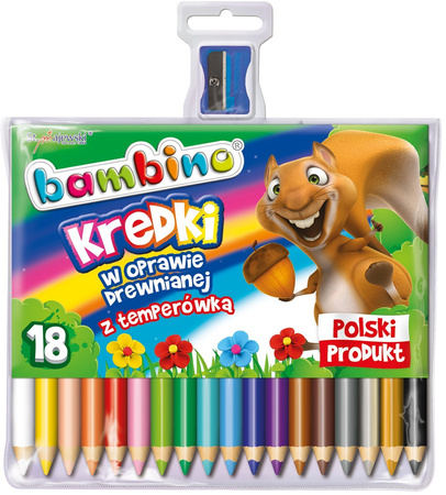 Maj kredki bambino 18kol w opr.drewn.+Temp.000348
