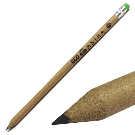 Ołówek z papieru kraftowego z zieloną gumką ECO Astra drum eco 36szt 172675