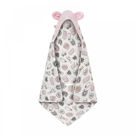 Bonjour Cherie Bambusowy kocyk do fotelika Baby Shower z minky blushing bride 90x90cm 411232