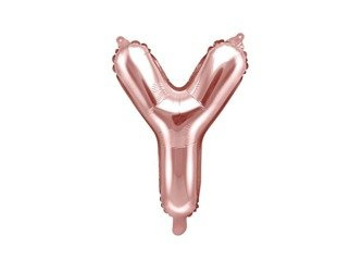 Balon foliowy litera "y", 35cm, różowe złoto