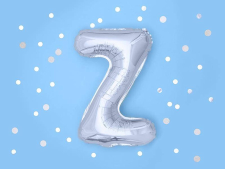 Balon foliowy litera "z", 35cm, srebrny