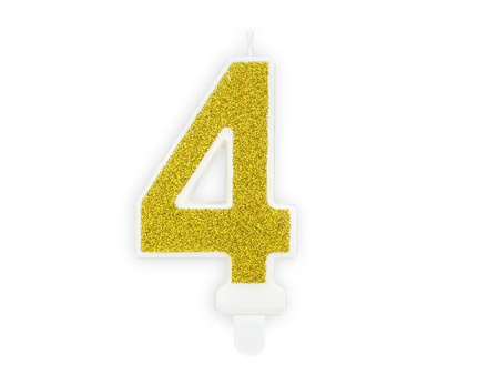 Świeczka urodzinowa cyferka 4, złoty, 7cm