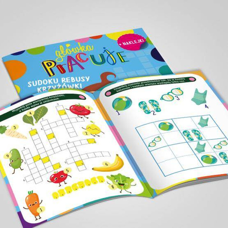 Książeczka Główka pracuje Sudoku rebusy krzyżówki z naklejkami 668811