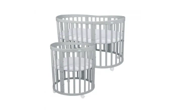 Waldin Owalne Łóżeczko 7w1 z materacem Szare