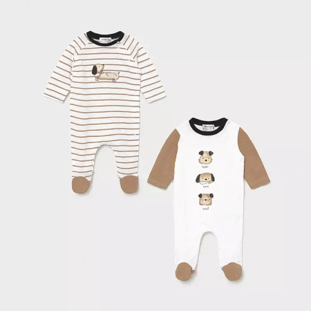 Mayoral Set 2 pajacyki długie kolor 35 Caramel rozmiar 1-2 m