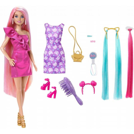 Barbie JDC85 Zabawa z włosami Lalka + akcesoria róż 281183