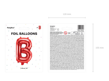 Balon foliowy litera B czerwony 35cm 169227