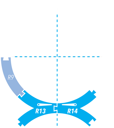 Dumica curved turn out rail set r13-14 203261