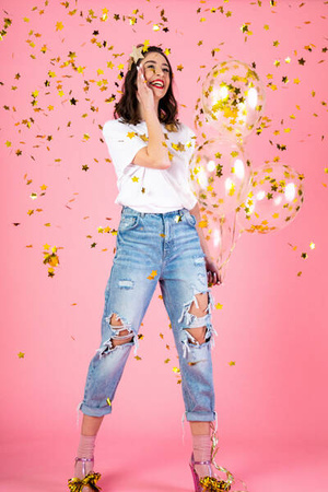 Balony z konfetti gwiazdki 30cm złoty 6szt 173958