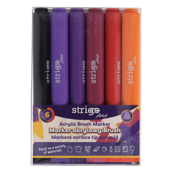 Strigo Marker Akrylowy z Końcówką Brush w Trójkątnej Obudowie w 6 kolorach 854294