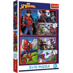 Puzzle Trefl 2x70 Pajęcze historie Marvel The Spiderman 344431