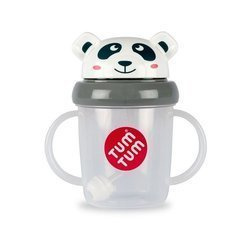 Tum tum weany kubek z rurka panda pip szary 072396