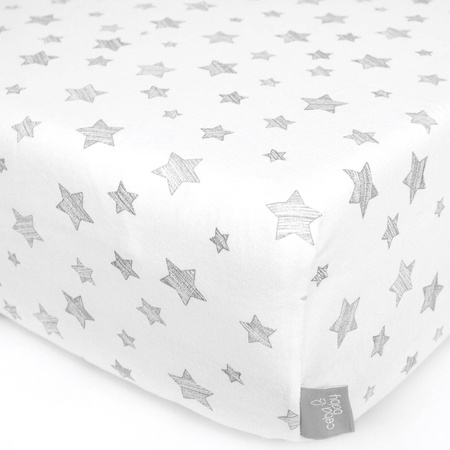 Ceba prześcieradło jersey z gumką (120x60) grey stars 331889