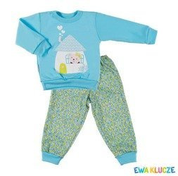 Piżama dobranoc niebieski/kwiatki 110