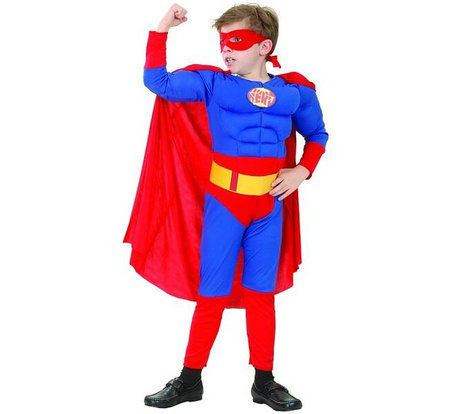 Zestaw dla dzieci Superbohater z muskułami (kostium z muskułami,peleryna,maska,pas) r.120/130cm 671299