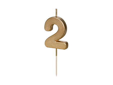 Świeczka urodzinowa Cyferka 2 4,5cm złoty 032316