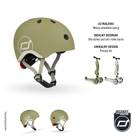 SCOOTANDRIDE Kask XXS-S dla dzieci 1-5 lat Olive 000072