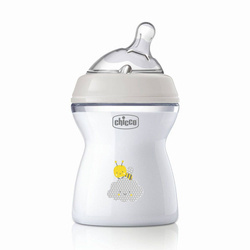 Chicco Butelka Plastikowa Naturalfeeling 250 ml smoczek silikonowy ,przepływ średni 2M+ 153664