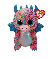 Smok Dinozaur Flint Różowy Pupilki TY - 15cm 373468