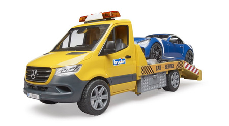 Bruder 02675 MB Sprinter laweta pomocy drogowej z modułem światło dźwięk i autem Roadster 026752