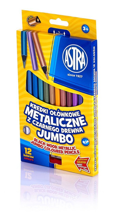 Kredki oł.12kol jumbo trójkątne czar.drewno 061617 astra