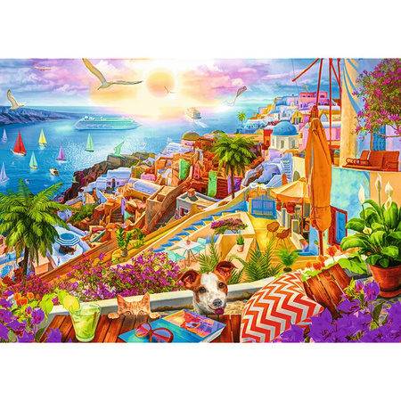 Puzzle Trefl 1000 Premium Plus Tea Time Z wizytą na Santorini 108422 