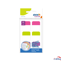 Stick'n Zakładki do archiwizacji dwustronne 25x28mm zielony różowy fiolet 60 zakładek 260951
