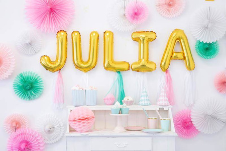 Balon foliowy litera "j", 35cm, złoty