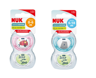 Nuk smoczki uspokajające silikonowe 0-6m-cy hello adventure 2szt 361459