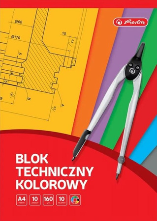 Herlitz Blok techniczny A4 kolor 10k 160g 583656