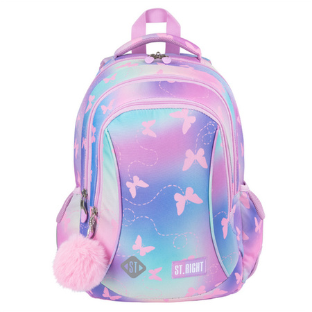 PLECAK 3-KOMOROWY STRIGHT BP-26 PINK BUTTERFLIES 680007