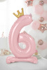 Stojący balon foliowy 84cm jasny różowy Cyfra 6 176256
