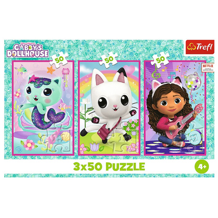 Puzzle Trefl 3x50 Poznajcie Gabby i kotki 348767