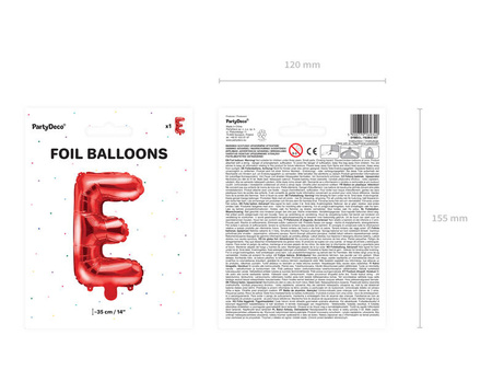 Balon foliowy litera E czerwony 35cm 169340