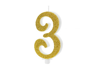 Świeczka urodzinowa 10cm złota Cyfra 3 118645
