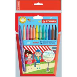 Flamastry stabilo power niewysychające 12 kolorów
