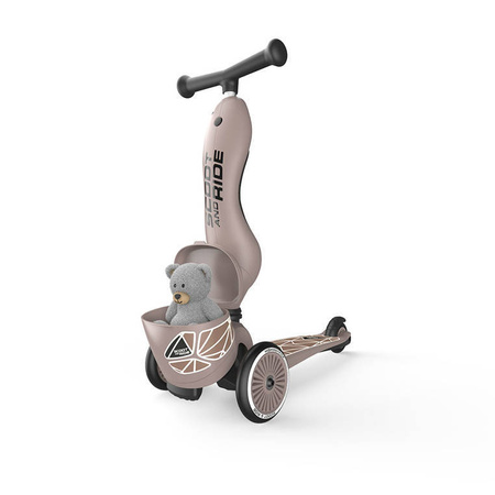 SCOOTANDRIDE Highwaykick 1 Lifestyle 2w1 Jeździk i hulajnoga z zamykanym schowkiem 1-5 lat Brown Lines 966054