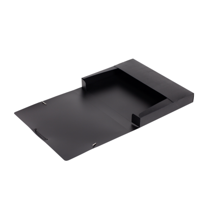 Teczka z gumką Oxford szeroka 24x32 40mm PP nieprzezroczysta czarna 378591