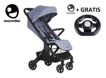 Easywalker Jackey Kompaktowy, samoskładający się wózek spacerowy z torbą transportową Steel Grey 997257+ Kierownica GRATIS
