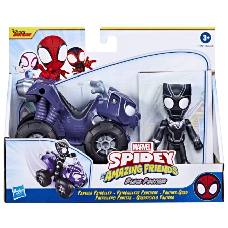 Marvel F1459/F1943 Spidey i przyjaciele Czarna Pantera z pojazdem Figurka 10 cm 974962