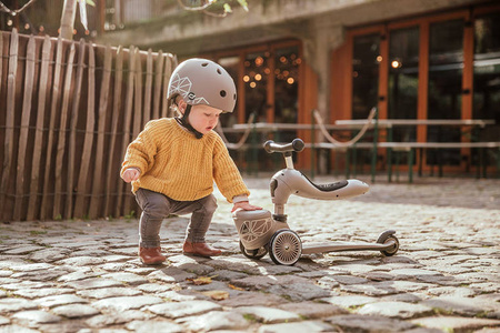 SCOOTANDRIDE Highwaykick 1 Lifestyle 2w1 Jeździk i hulajnoga z zamykanym schowkiem 1-5 lat Brown Lines 966054