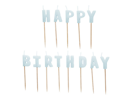Świeczki urodzinowe Happy Birthday 13szt 2,5cm jasny błękit 067486