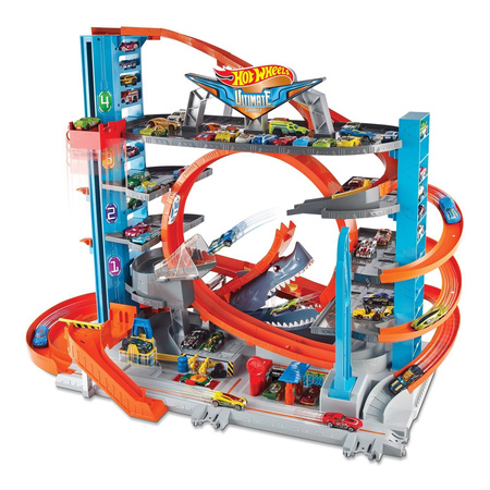 Hot wheels ftb69 city mega garaż rekina + 2 autka