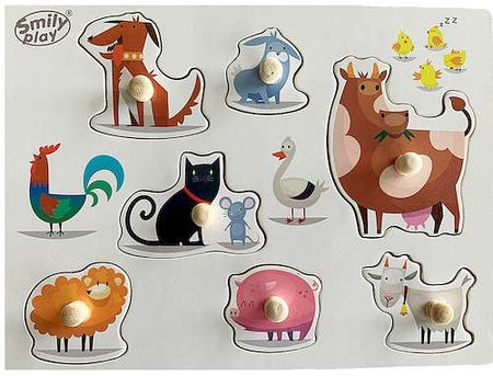 Układanka drewniana zwierzęta domowe smily play 838041