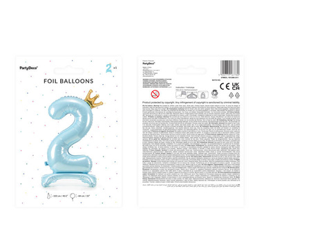 Stojący balon foliowy 84cm błękit Cyfra 2 167780