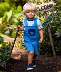 Ogrodniczki szorty sawanna niebieski/druk 068