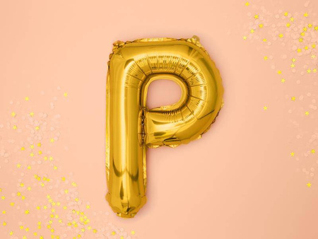 Balon foliowy litera "p", 35cm, złoty
