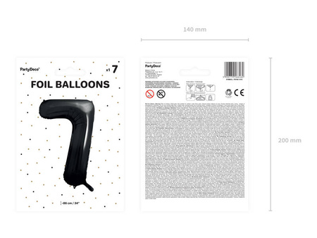BALON FOLIOWY CYFRA 7 CZARNY 86CM 166462