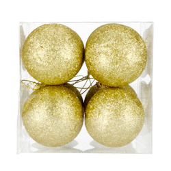 Bombki brokatowe pudełko 8szt złote 226493