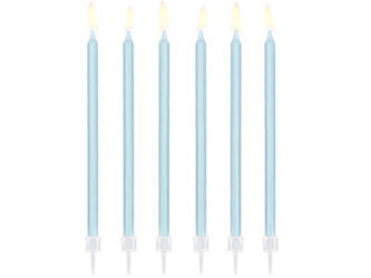 Świeczki urodzinowe gładkie jasny niebieski 12szt 14cm 105898